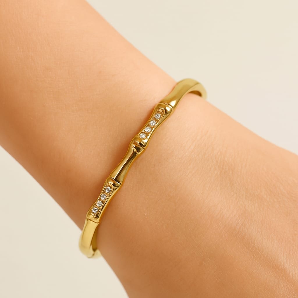 Twisted Sparkle Gold Bangle