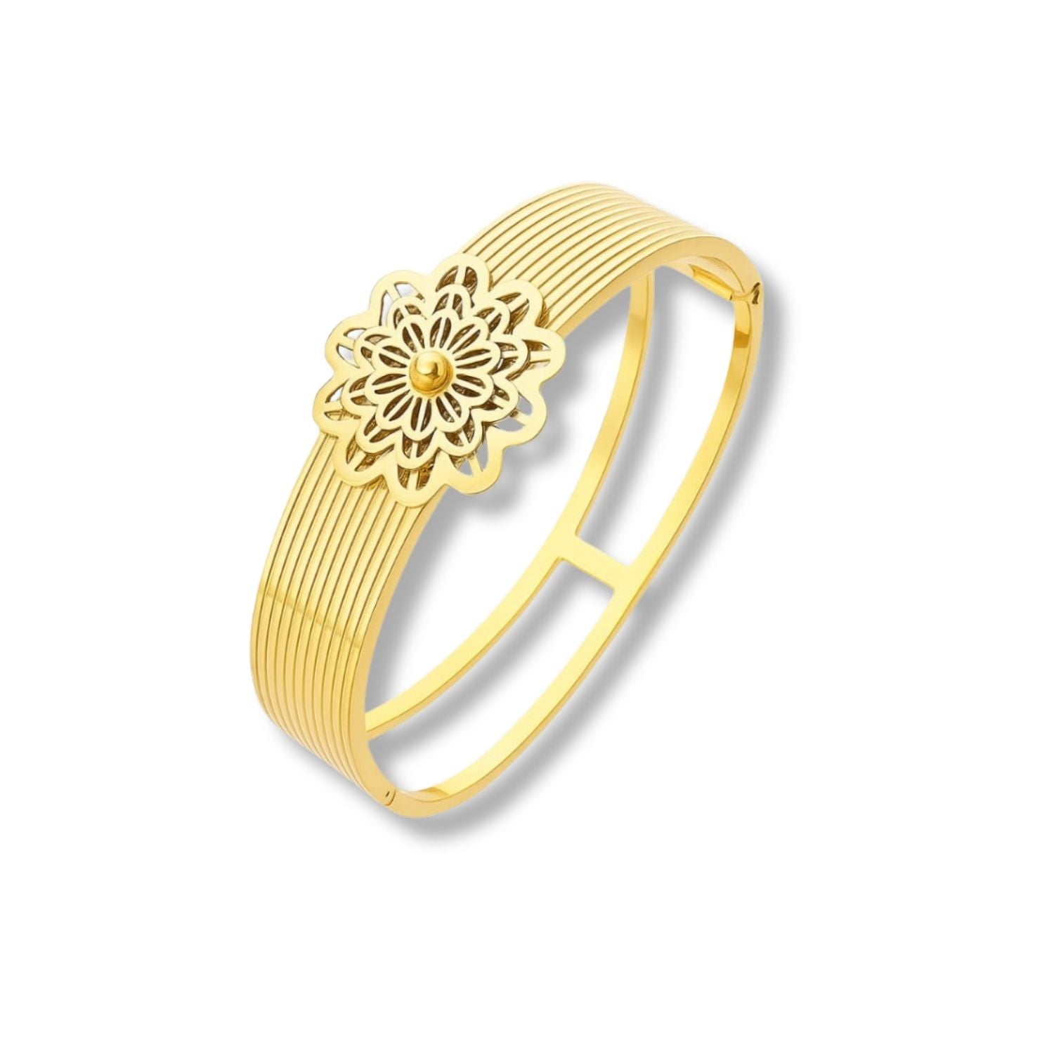 Golden Lotus Cuff Bracelet