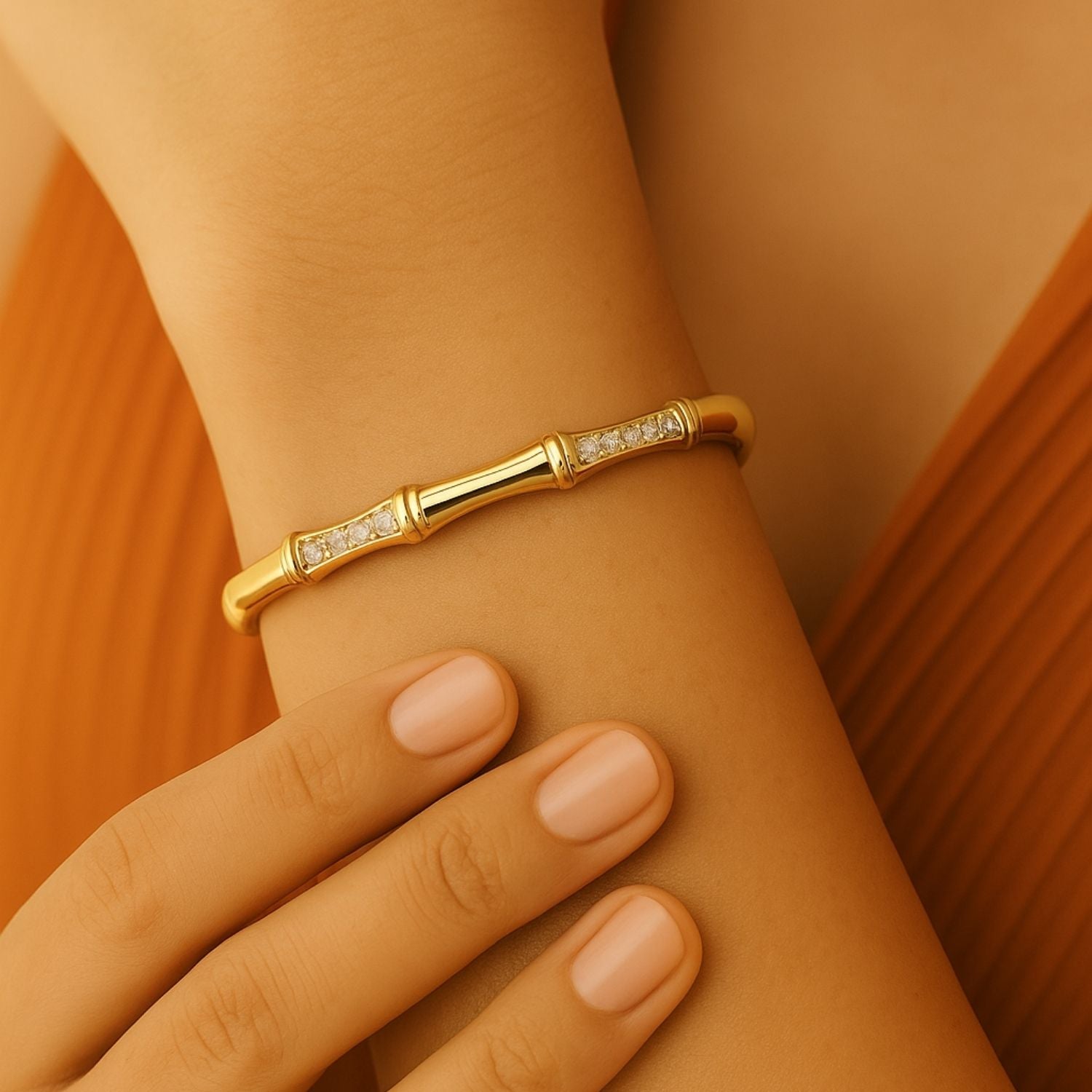 Twisted Sparkle Gold Bangle