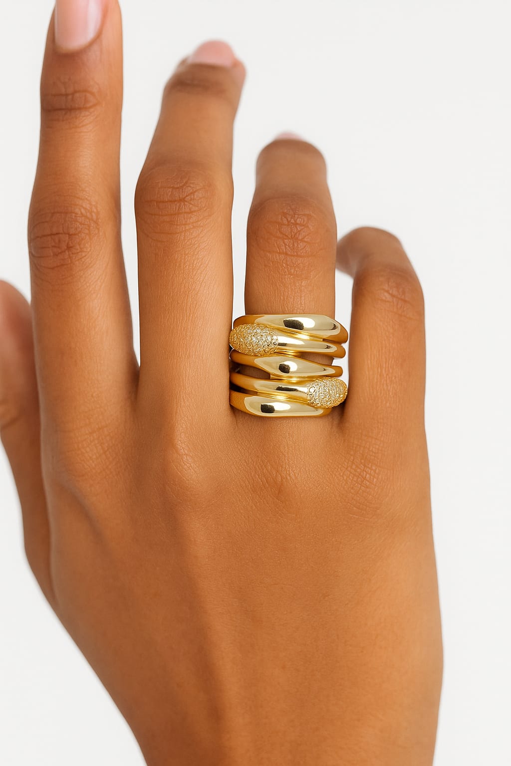 Lustrous Waves Ring