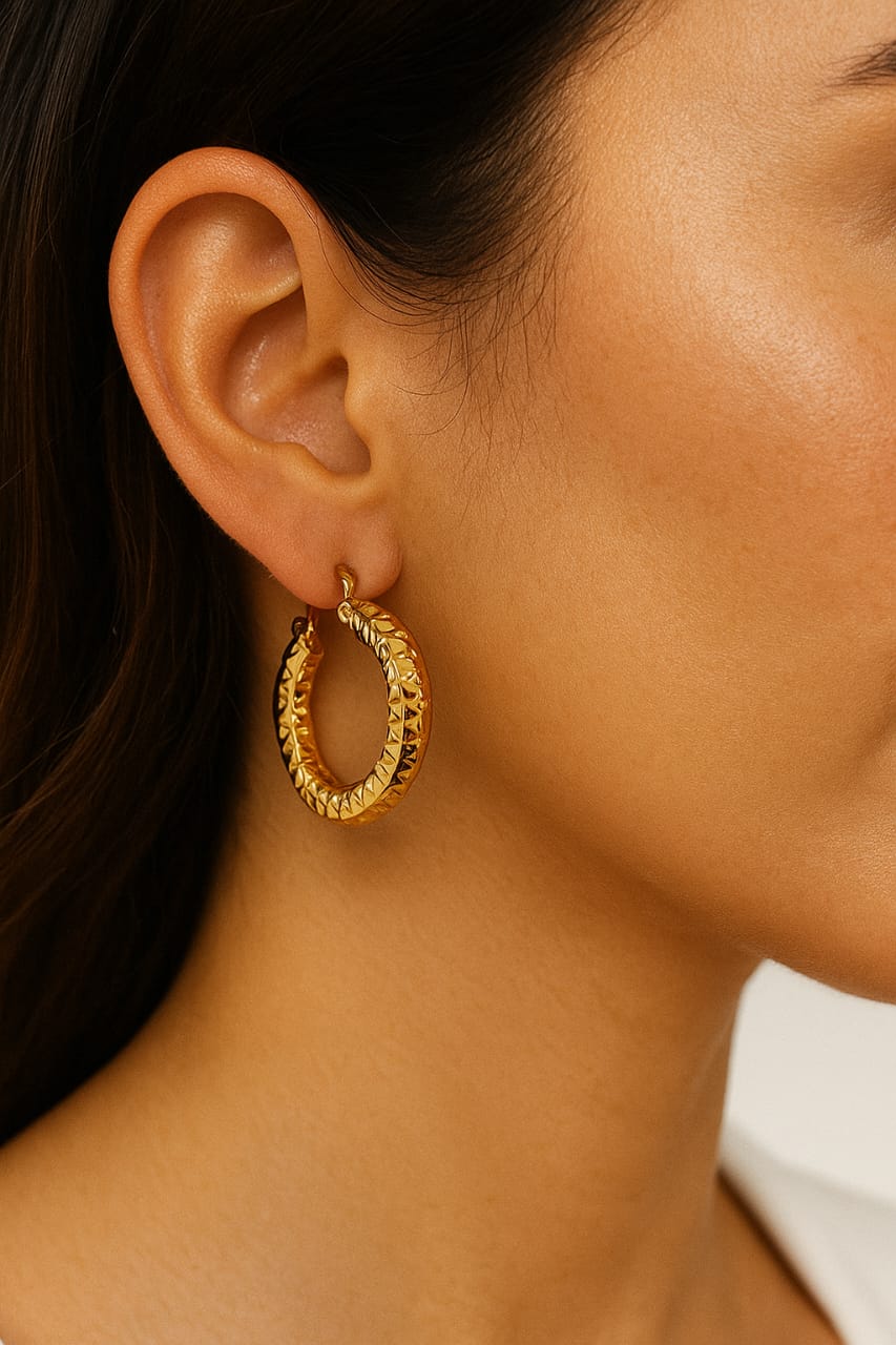 Golden Textured Hoops