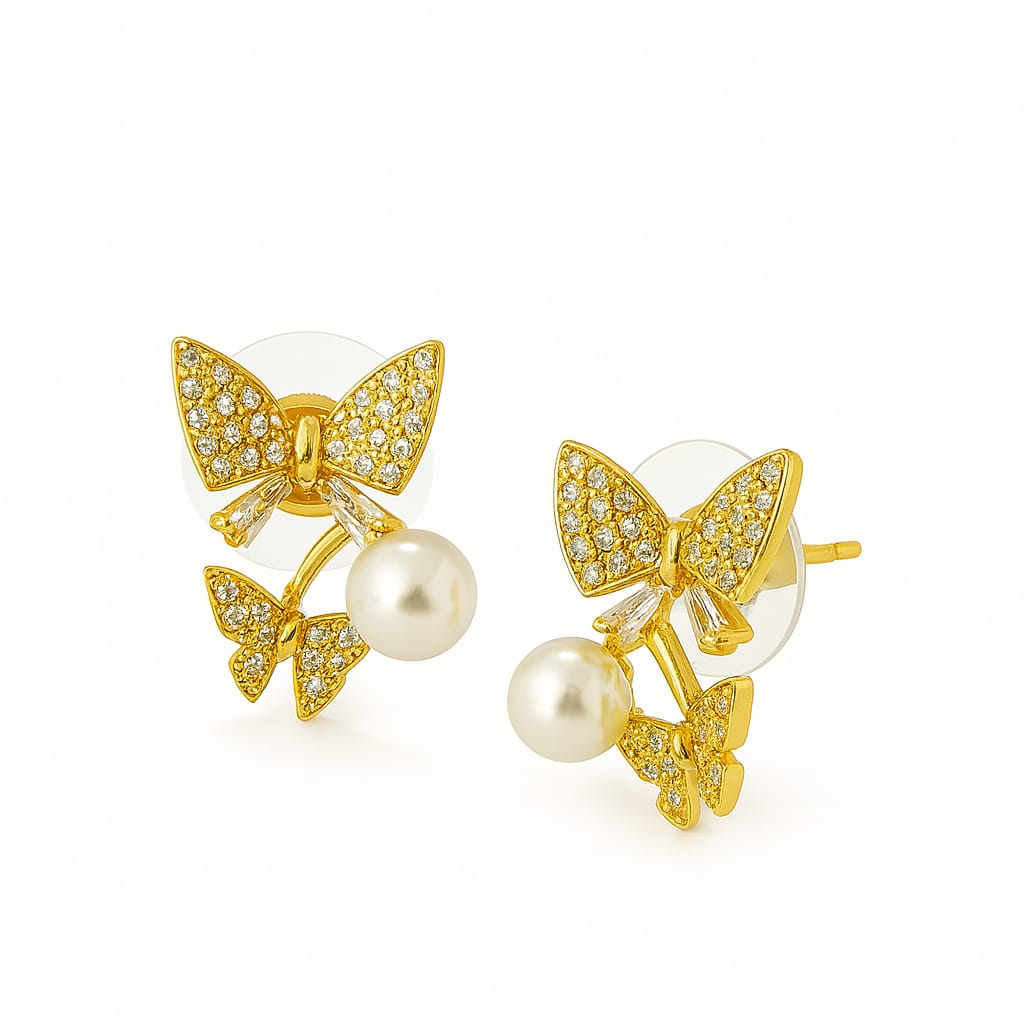 Bow Pearl Studs