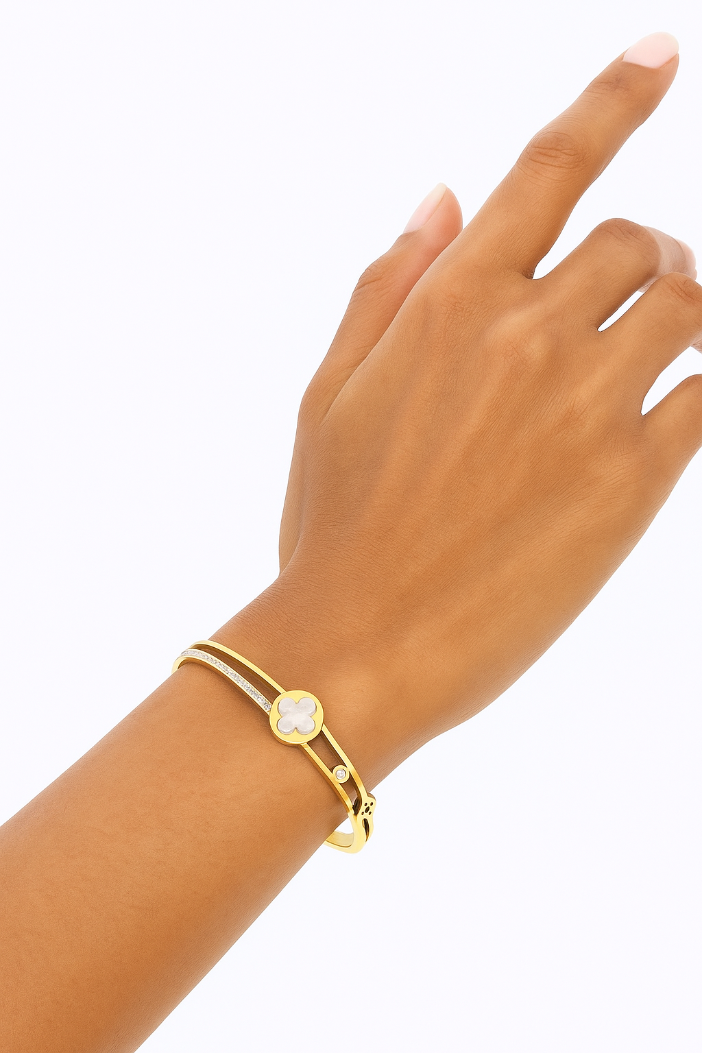 White Clover Charm Bangle