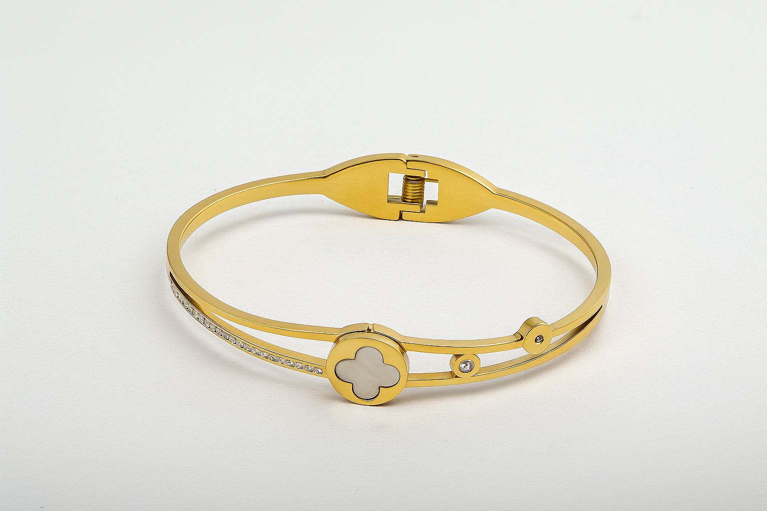 White Clover Charm Bangle